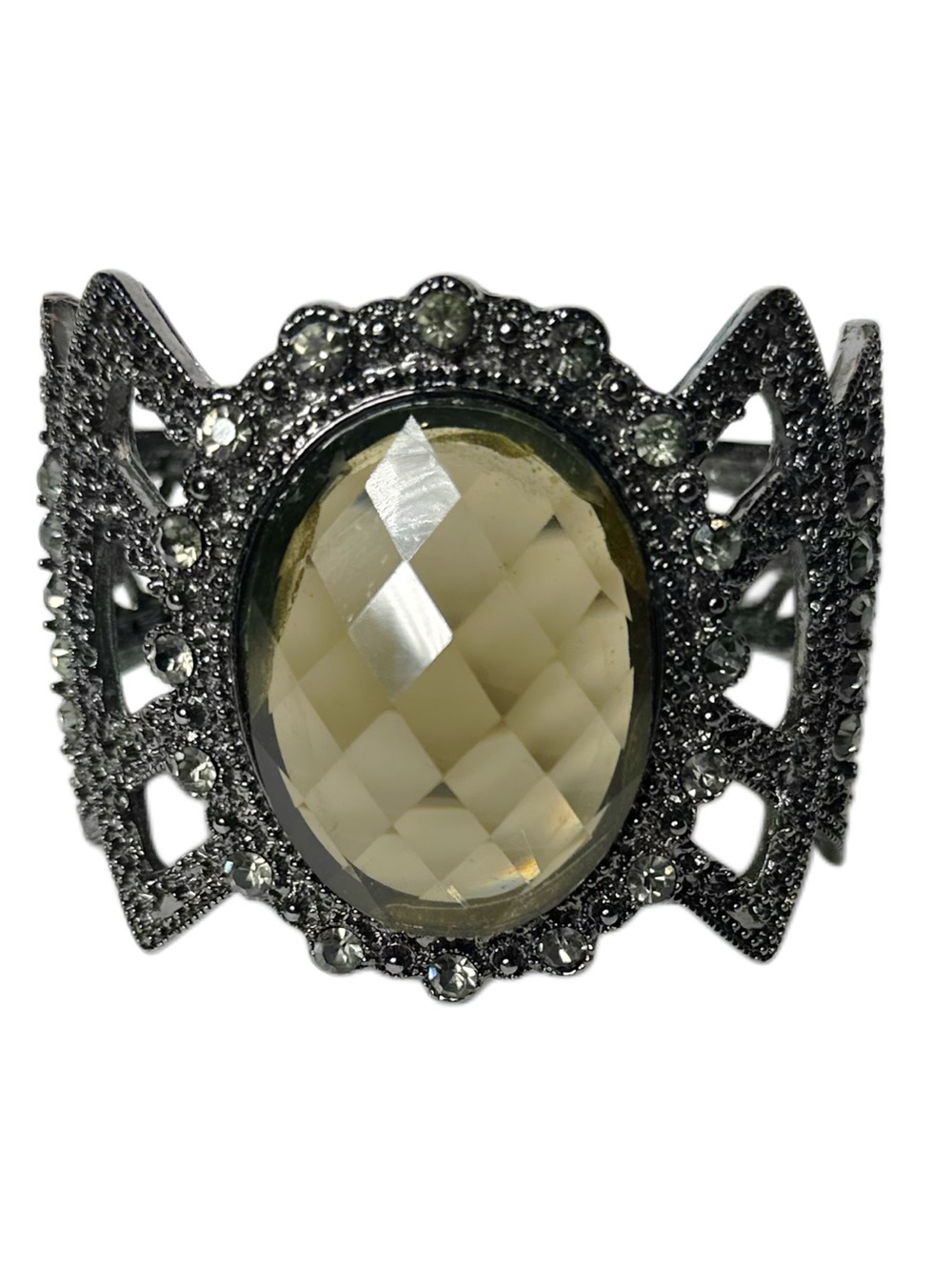 Statement Gem and Acrylic Crystal Hinged Cuff Bracelet - Picture 6 of 6